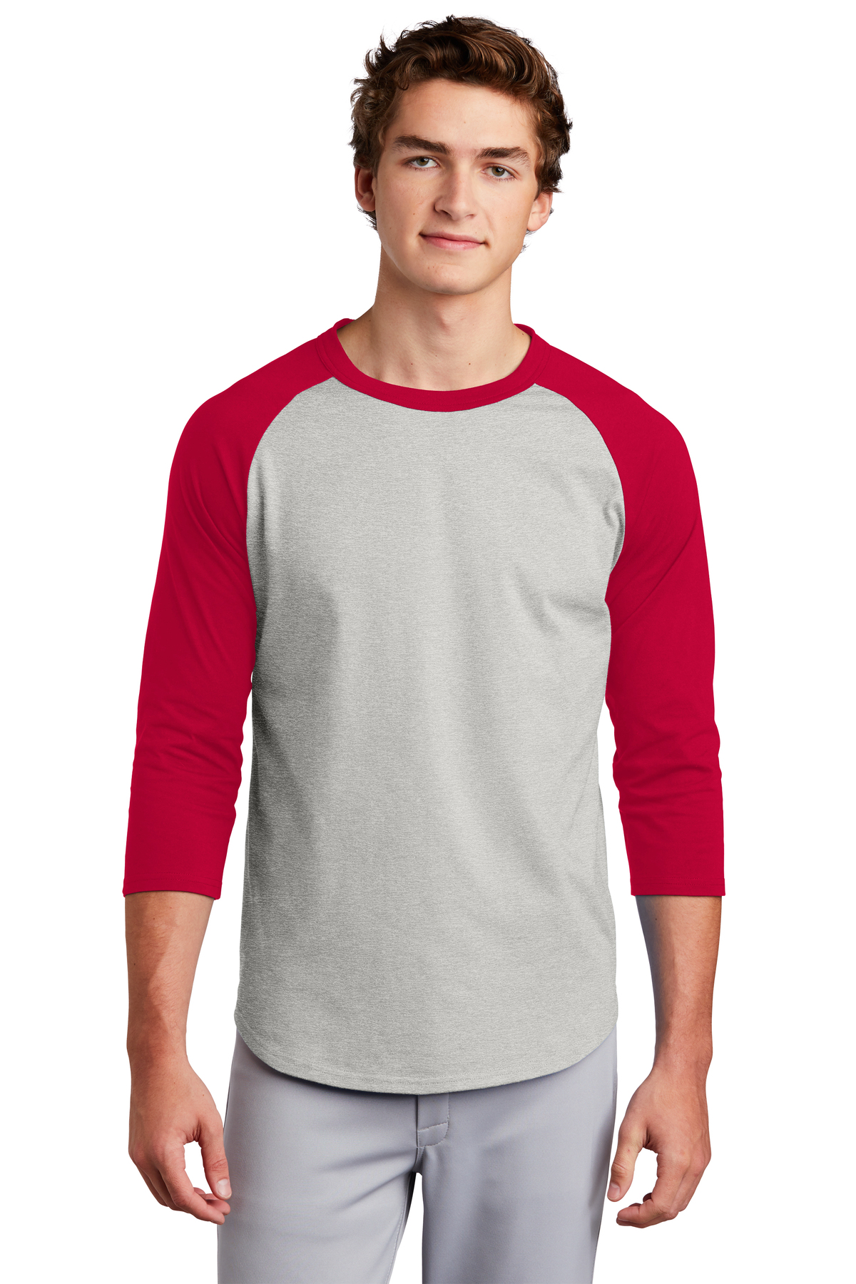 click to view Heather Grey/ Red